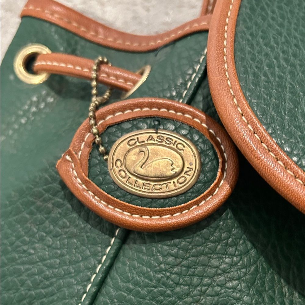 Classic Collection All Weather Leather Vintage Backpack Handbag Green Brown - Picture 3 of 10